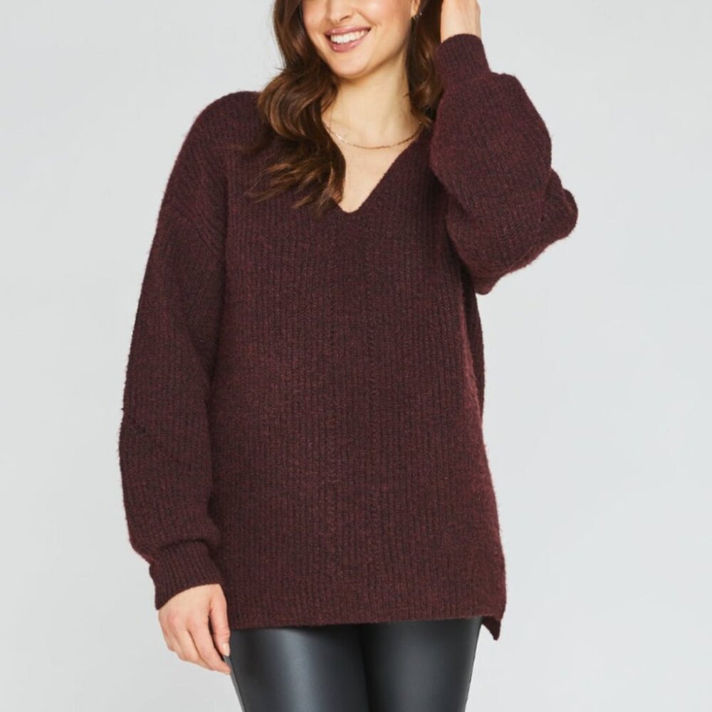 Gentle Fawn Hartley Textured Knit Sweater | Merlot Burgundy | Size Small - Picture 2 of 16
